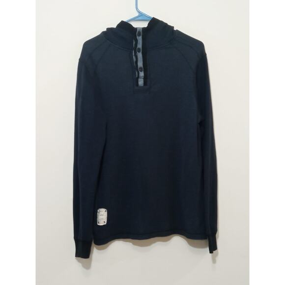 Black Jack Men's Pull Over Top Long Sleeve With Hoodie Black Size Medium - Picture 1 of 9